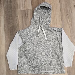 Madewell Heathered Gray and White Hoodie Sweater